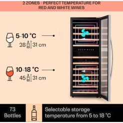Klarstein Vinamour 73 Duo Wine Fridge 2 Zones 192 L / 73 Bottles 5-18°C Touch -Kitchen Supplies Discount Store 94381220 3