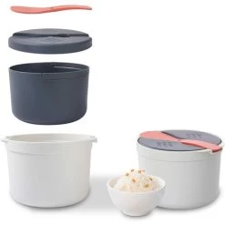 Microwave Rice Cooker 2L Food Grade PP Material Rice Spoon Lid Strainer Steaming Pot Rice Cooker Set (Orange) -Kitchen Supplies Discount Store 95534174 3