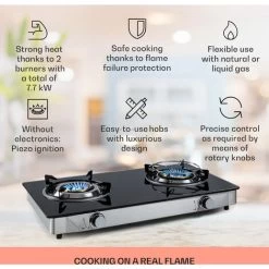 Klarstein Barzona 2 Camping Stove 2 Burners 3.4 KW & 4.3 KW Glass Top & Stainless Steel Housing -Kitchen Supplies Discount Store 95821205 2