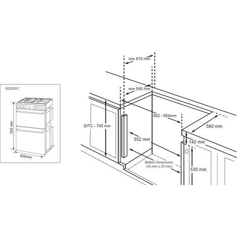 Belling 602DITCPRLPGBLK Drop In Static 60cm Double Oven - LPG Gas - 444410625 4 Belling 602DITCPRLPGBLK Drop In Static 60cm Double Oven - LPG Gas - 444410625 - Image 2