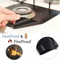 4Pcs Gas Hob Protector Teflon Silver Hob Gas Protector Gas Stove Protector Gas Stove Gas Burner Protector Anti-Corrosion Non-Stick (Black 2727cm) -Kitchen Supplies Discount Store 96487018 4