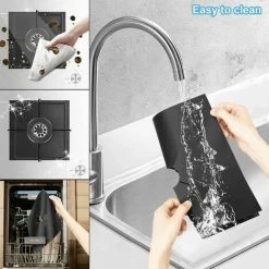 4Pcs Gas Hob Protector Teflon Silver Hob Gas Protector Gas Stove Protector Gas Stove Gas Burner Protector Anti-Corrosion Non-Stick (Black 2727cm) -Kitchen Supplies Discount Store 96487018 5