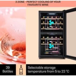 Klarstein Barossa 29 Duo Wine Refrigerator 29 Bottles 80 Litres 2 Zones Push-button Control -Kitchen Supplies Discount Store 96529626 3