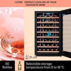 Klarstein Barossa 50 Uno Wine Refrigerator 1 Zone 120 Litres / 50 Bottles Touch Display -Kitchen Supplies Discount Store 96685167 3