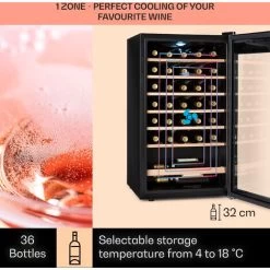 Klarstein Vinamour 32 Uno Wine Fridge 1 Zone 95 L / 36 Bottles 4-18°C Touch 9 Klarstein Vinamour 32 Uno Wine Fridge 1 Zone 95 L / 36 Bottles 4-18°C Touch -Kitchen Supplies Discount Store 96890172 3