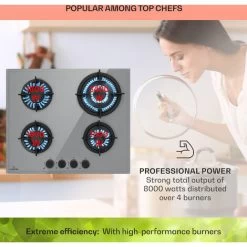 Klarstein Firetale Gas Hob 4-Burner 60 Cm Aluminium Burner Natural Gas/Propane Incl. Hose And Pressure Reducer -Kitchen Supplies Discount Store 96900302 3