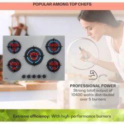 Klarstein Firetale Gas Hob 5-Burner 70 Cm Aluminium Burner Natural Gas/Propane Incl. Hose And Pressure Reducer -Kitchen Supplies Discount Store 97224510 3
