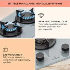 Klarstein Firetale Gas Hob 2-Burner Aluminium Burner Natural Gas/Propane Incl. Hose And Pressure Reducer 10 Klarstein Firetale Gas Hob 2-Burner Aluminium Burner Natural Gas/Propane Incl. Hose And Pressure Reducer -Kitchen Supplies Discount Store 97224695 4