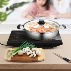 Induction Cooker, Induction Cooker Black Polished Crystal Glass Surface, Induction Control And Safety Lock, 2100W